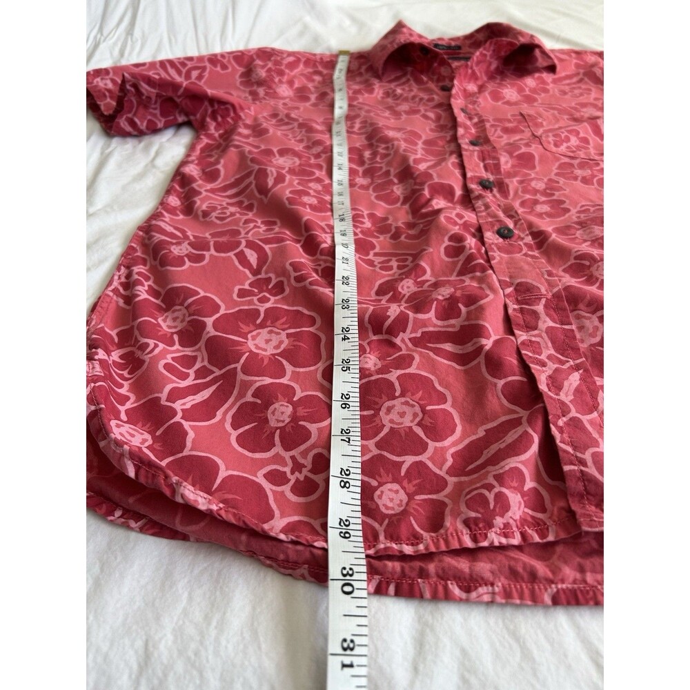 Floral Batik Red Pink Tommy Hilfiger Short Sleeve Button-Up Shirt Mens L - Picture 6 of 10